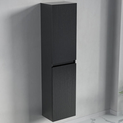 Meuble de salle de bain suspendu design contemporain avec vasque intégrée - Chêne noir et noir - 80 cm - Avalon