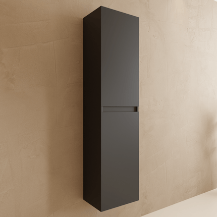 Meuble de salle de bain suspendu avec vasque en marbre minéral - Noir mat - 100 cm - Verona