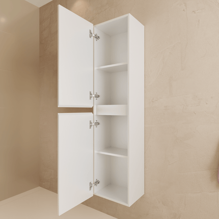 Ensemble meuble suspendu avec colonne et vasque en marbre minéral - Blanc brillant - 60 cm - Verona