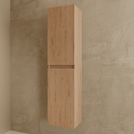 Ensemble meuble de salle de bain suspendu chêne clair avec vasque blanche marbre minéral - 60 cm - VERONA