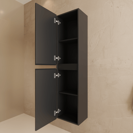 Ensemble meuble suspendu design avec vasque blanche - Noir mat - 60 cm - Verona