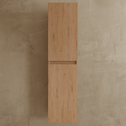 Ensemble meuble de salle de bain suspendu chêne clair avec vasque blanche - 80 cm - Verona