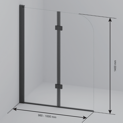 Pare-baignoire pliable design avec verre trempé - Noir - 100 cm - Caracas