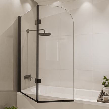 Pare-baignoire pliable design avec verre trempé - Noir - 100 cm - Caracas