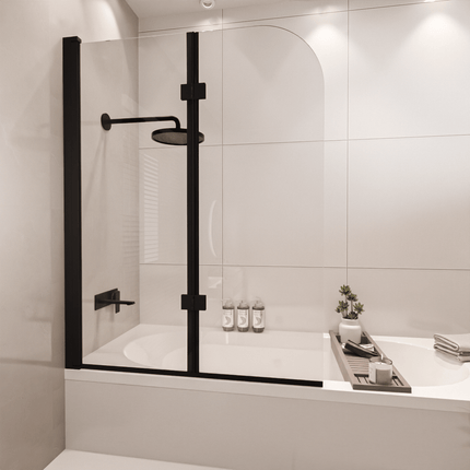 Pare-baignoire pliable design avec verre trempé - Noir - 100 cm - Caracas
