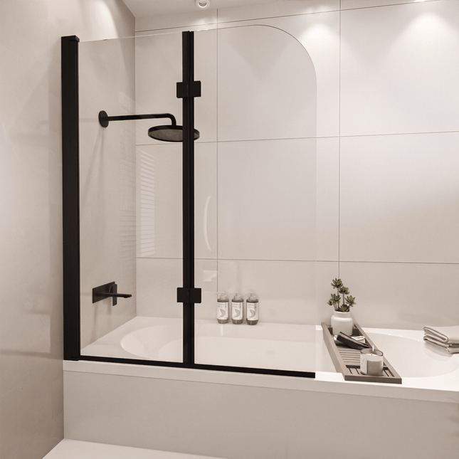 Pare-baignoire pliable design avec verre trempé - Noir - 100 cm - Caracas