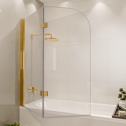 Pare-baignoire pliable avec revêtement Nano - Or brillant - 120 cm - Caracas