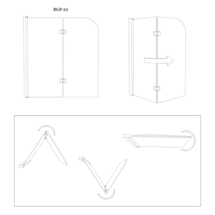Pare-baignoire pliable avec revêtement Nano - Or brillant - 120 cm - Caracas