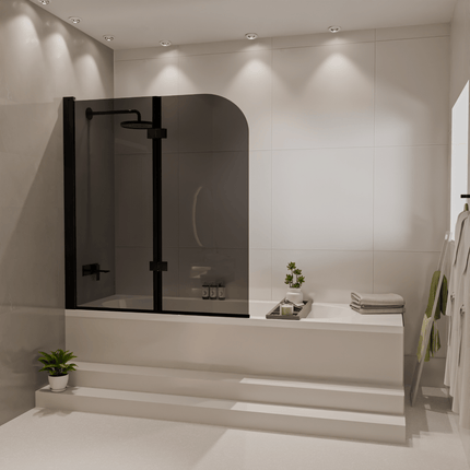 Paroi de douche pliable avec revêtement Nano - Noir - 120 cm - Caracas