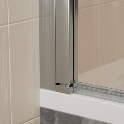 Paroi de baignoire avec profilé aluminium chrome - 100 x 140 cm - Palmas
