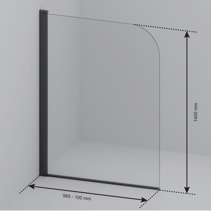 Paroi de baignoire avec profilé aluminium chrome - 100 x 140 cm - Palmas