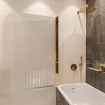 Paroi de baignoire avec revêtement Nano - Or brillant - 100 x 140 cm - Palmas