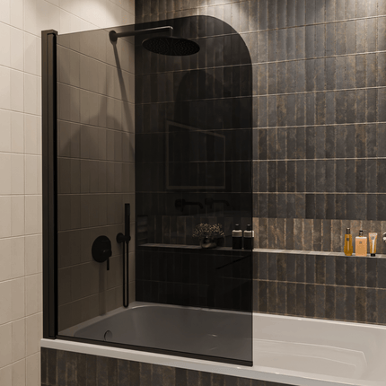 Paroi de baignoire avec verre fumé et revêtement nano - Noir - 100 x 140 cm - Palmas