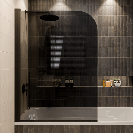 Paroi de baignoire avec verre fumé et revêtement nano - Noir - 100 x 140 cm - Palmas