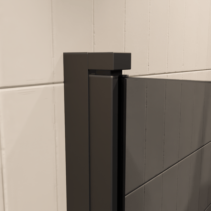 Paroi de baignoire avec verre fumé et traitement Nano - Noir - 80 cm - Palmas