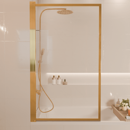 Paroi de baignoire pivotante avec revêtement Nano - Or brillant - 80 x 140 cm - Salvador