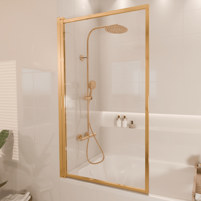Paroi de baignoire pivotante avec revêtement Nano - Or brillant - 80 x 140 cm - Salvador