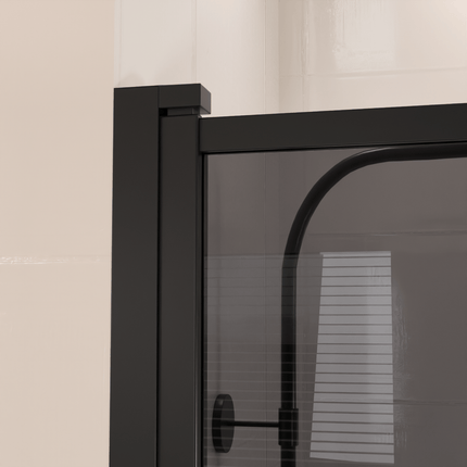 Paroi de baignoire pivotante avec verre fumé et revêtement Nano - Noir - 80 x 140 cm - Salvador