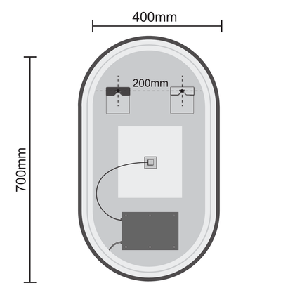 Miroir de salle de bains avec éclairage LED intégré et fonction anti-buée - 40 x 70 - Berlin