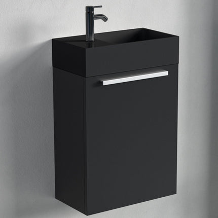 Meuble WC suspendu finition mate avec vasque intégrée - Noir - 40 cm - Bombay