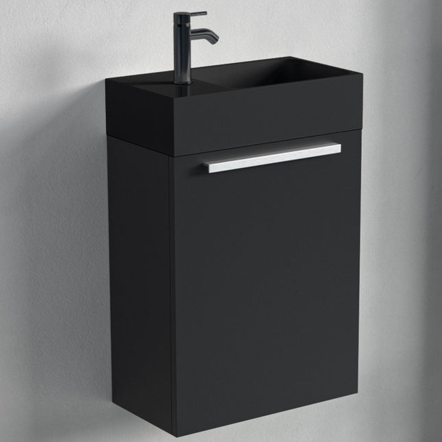Meuble WC suspendu finition mate avec vasque intégrée - Noir - 40 cm - Bombay