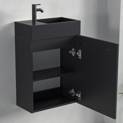 Meuble WC suspendu finition mate avec vasque intégrée - Noir - 40 cm - Bombay