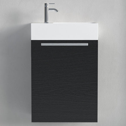Meuble WC suspendu style contemporain avec vasque blanche intégrée - Chêne noir - 40 cm - Bombay