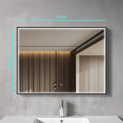 Miroir de salle de bains avec éclairage LED et fonction anti-buée - 80 cm - DS CONCEPT