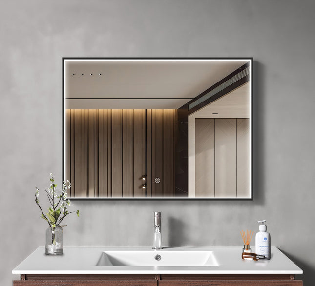 Miroir de salle de bains avec éclairage LED et fonction anti-buée - 80 cm - DS CONCEPT
