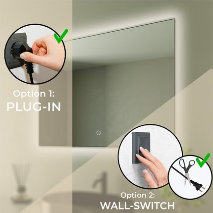 Miroir LED avec fonction anti-buée - 80 cm - Bryce