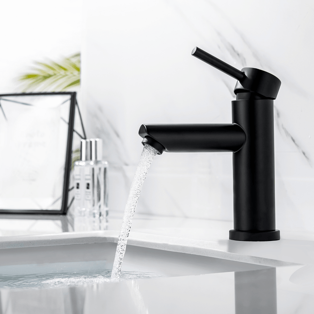 Robinet de lavabo à bec fixe noir mat - CALLISTO