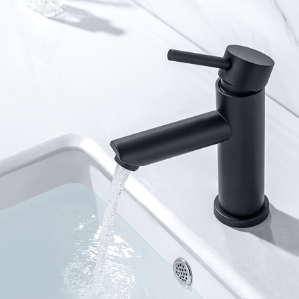 Robinet de lavabo à bec fixe noir mat - CALLISTO