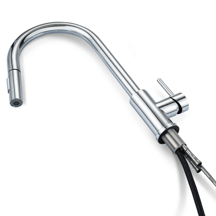 Robinet de cuisine design épuré avec douchette extractible - chrome - CALYPSO
