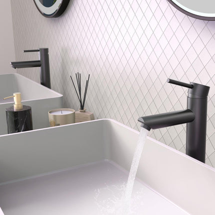 Robinet de lavabo noir avec vasque à poser - Ceres