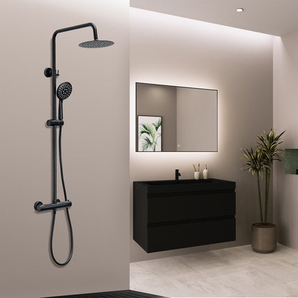Douche de tête à effet pluie avec mitigeur thermostatique et douchette multifonction - Cooper