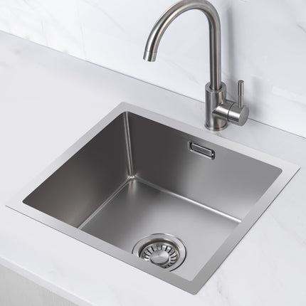 Évier de cuisine fonctionnel avec système anti-déchets - Acier inoxydable - 40x40 - Cyllene