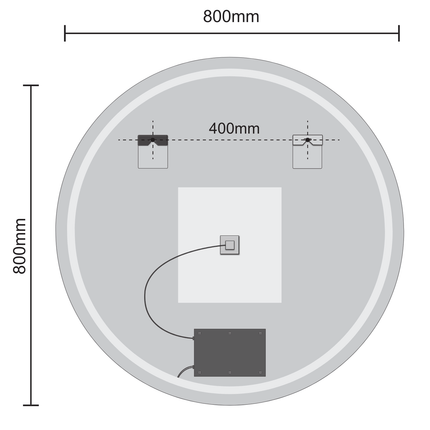 Miroir de salle de bains avec éclairage LED et fonction anti-buée - 80 cm - DALLAS
