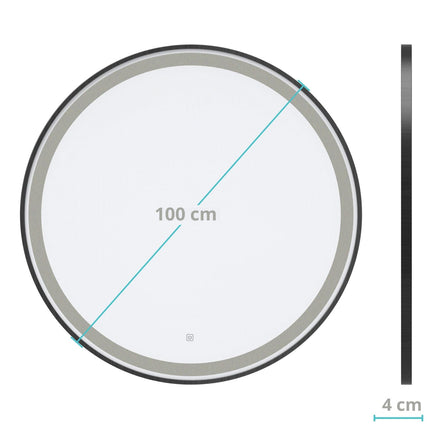 Miroir de salle de bain LED avec fonction anti-buée - Noir - 100 cm - DETROIT
