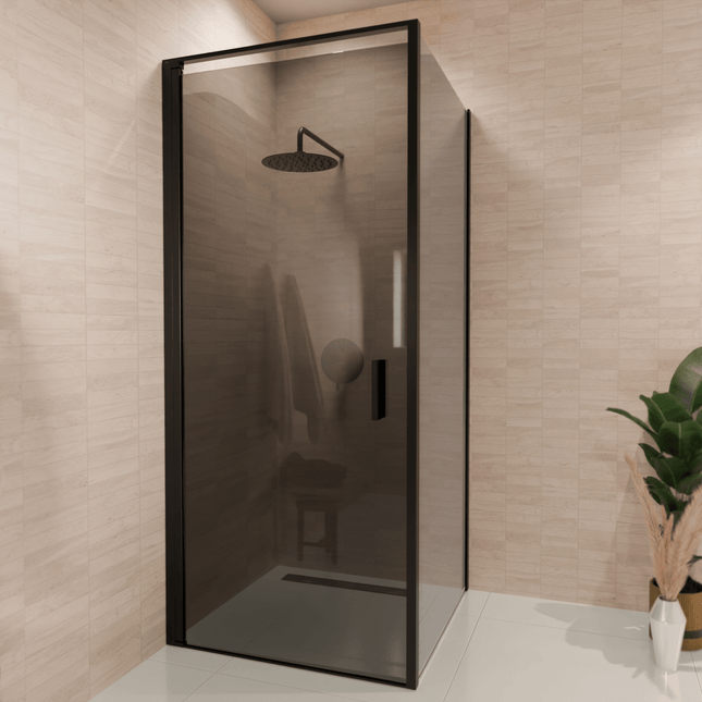 Cabine de douche avec verre fumé Nano Revêtement - Noir - 90 cm - Bogota
