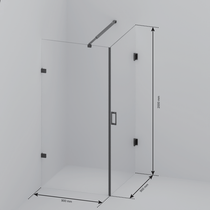 Cabine de douche sans profilé avec porte pivotante - Or brillant - 90 x 200 cm - Cali