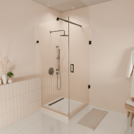 Cabine de douche sans profilé avec porte pivotante - Noir - 90 cm - Cali