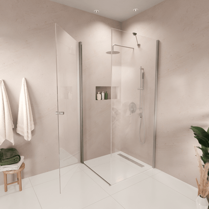 Cabine de douche avec porte battante - Chrome - 90 cm - Medellin