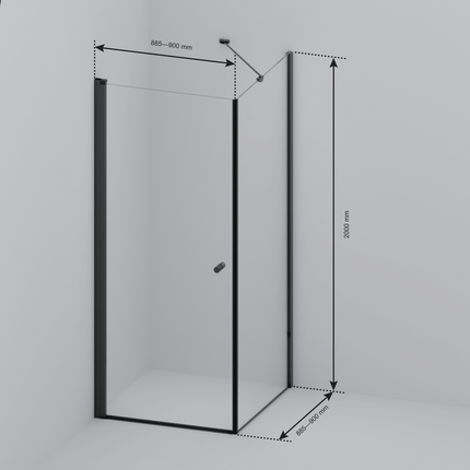 Cabine de douche avec porte battante - Chrome - 90 cm - Medellin