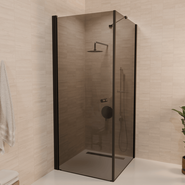 Cabine de douche moderne avec porte pivotante - Noir - 90 cm - Medellin