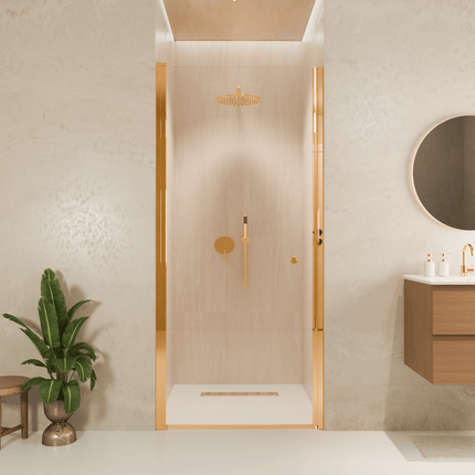 Porte de douche pivotante avec revêtement Nano - Or brillant - 90 cm - Rio