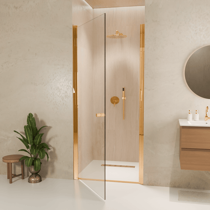 Porte de douche pivotante avec revêtement Nano - Or brillant - 90 cm - Rio