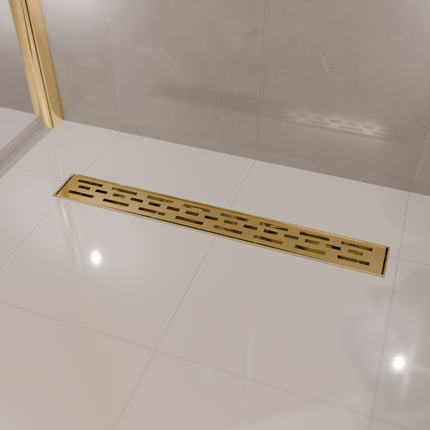 Caniveau de douche en acier inoxydable avec filtre amovible - Or - 60 cm