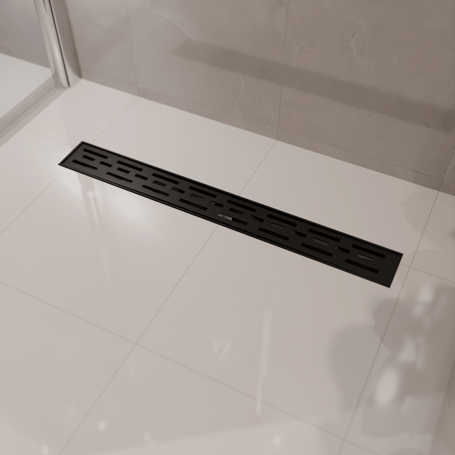 Caniveau de douche en acier inoxydable finition noir mat - 60 cm