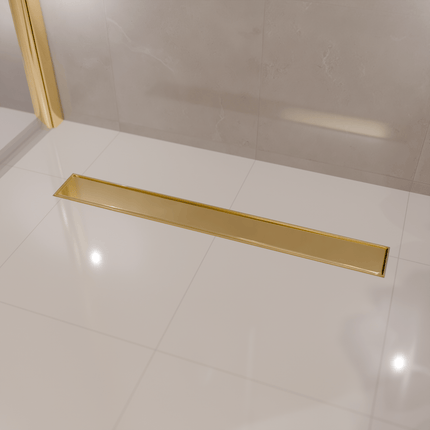 Caniveau de douche en acier inoxydable avec grille réversible - Or - 70 cm - DS CONCEPT