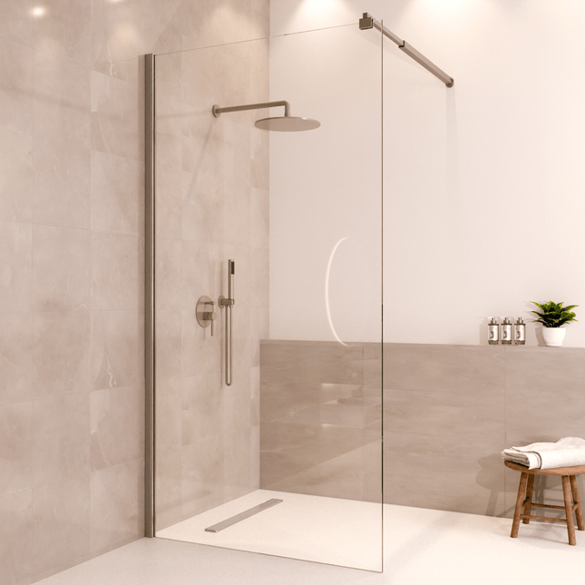 Paroi de douche avec revêtement Nano - Chrome - 100 cm - Lima